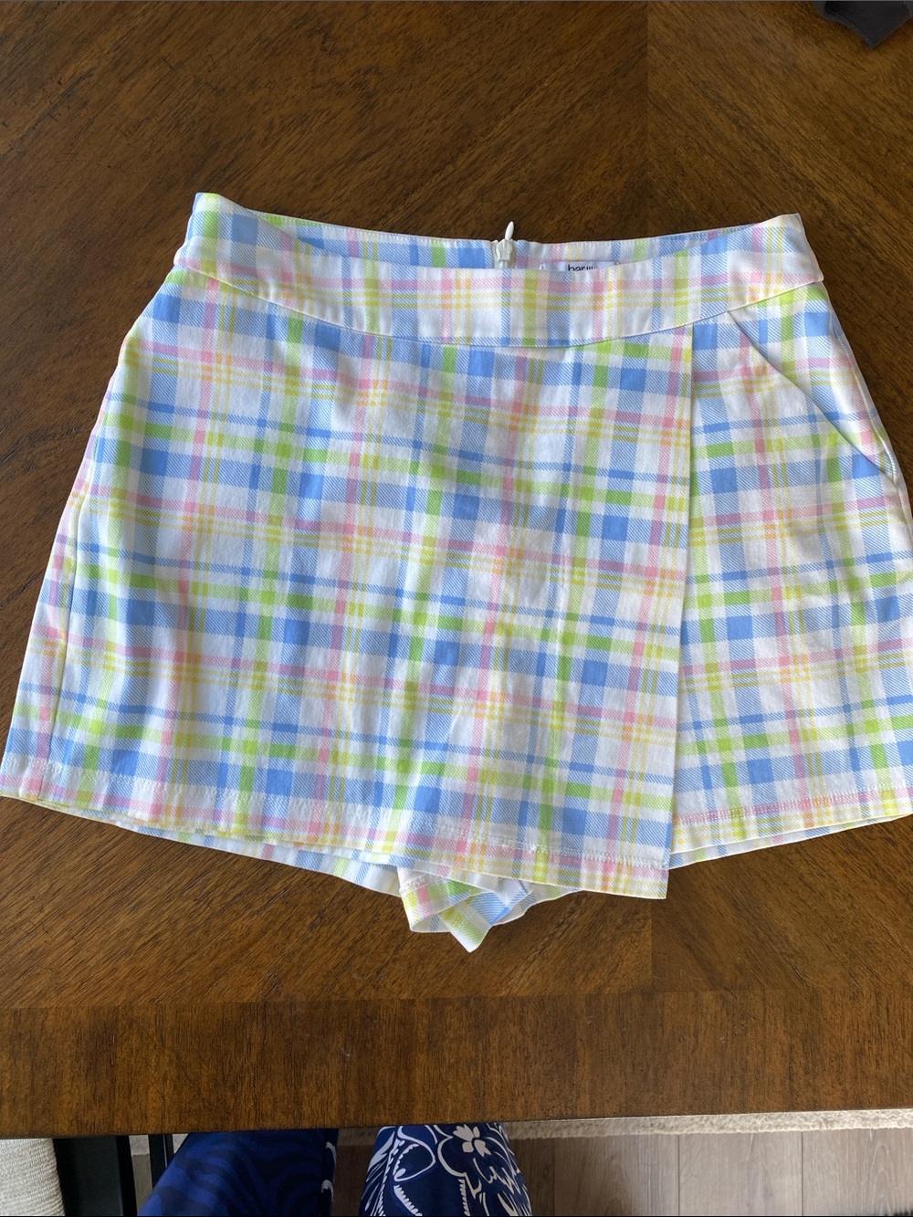 Bar III Pastel Plaid Wrap-Front Skort in Blue, Pink, Green, Yellow